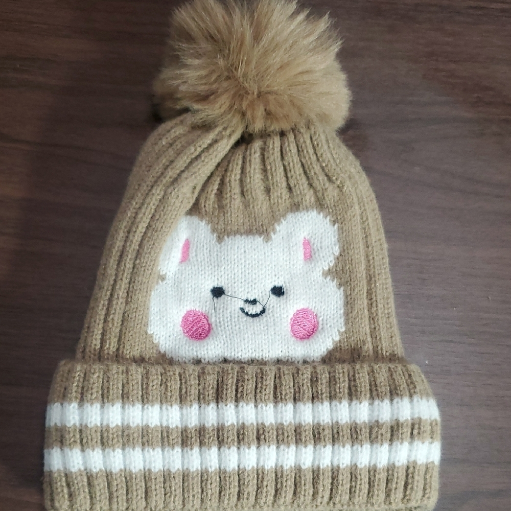 Adorable Tan Bunny Knit Beanie for Kids